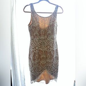 Ladakh Lace Dress in Beige and White